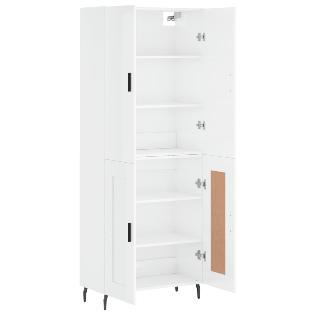 Aparador Alto Madera Contrachapada Blanco Brillo 69,5x34x180 Cm_3