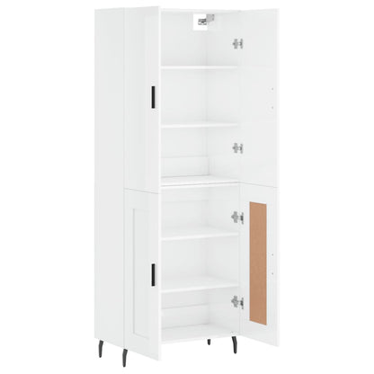 Aparador Alto Madera Contrachapada Blanco Brillo 69,5x34x180 Cm_3