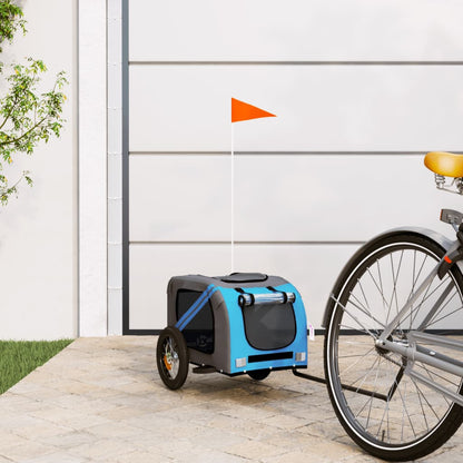 Vidaxl Remolque De Bicicleta Mascotas Hierro Tela Oxford Azul Gris_1