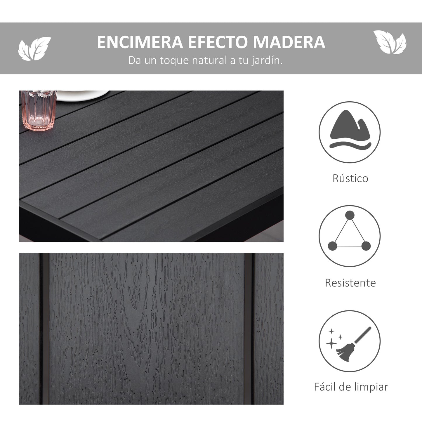 Outsunny Mesa De Jardín Mesa De Comedor De Aluminio Para 8 Personas 190x90x74 Cm_3