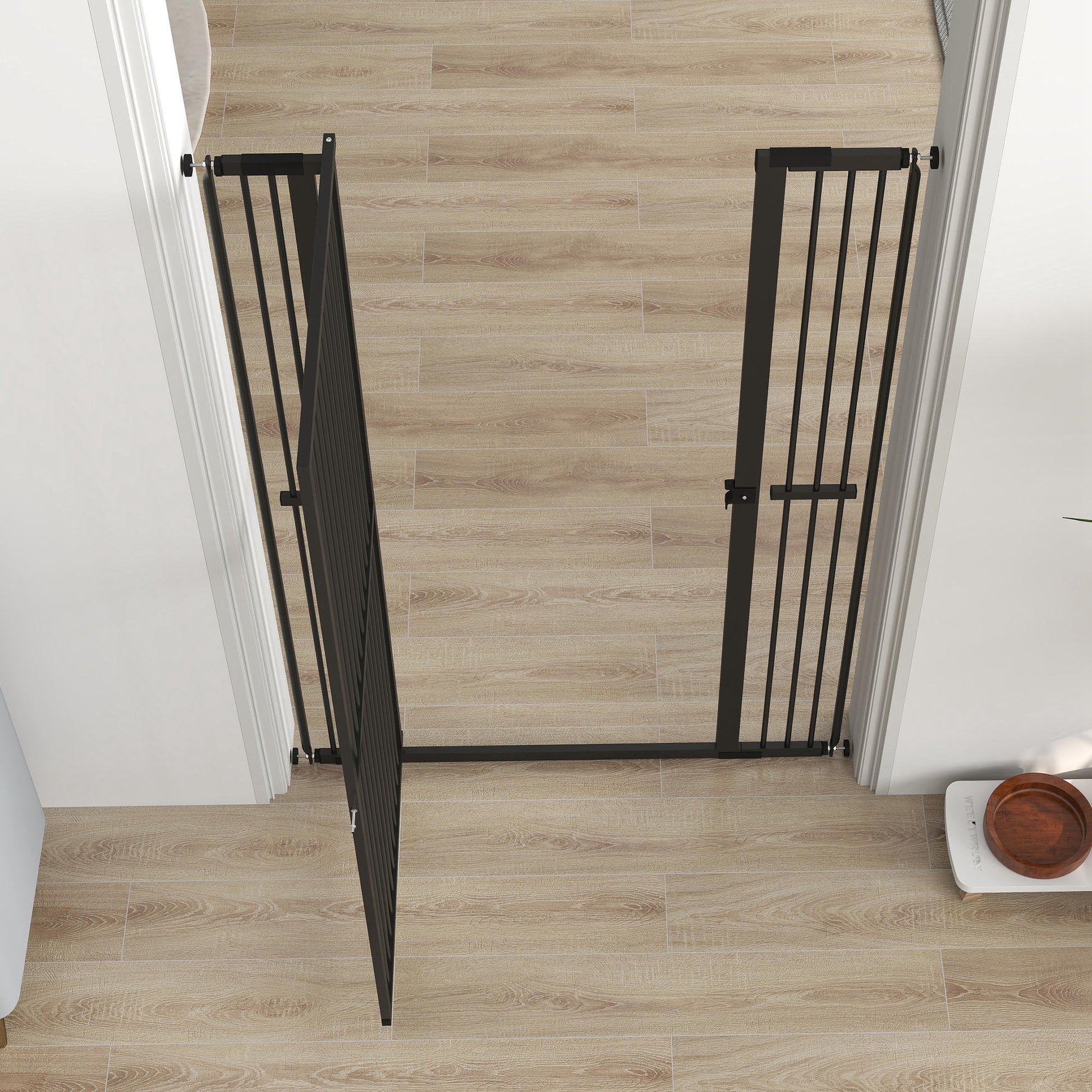 Pawhut Barrera Para Perros Con Ancho Ajustable 77-104 Cm Con Extensiones Negro_4