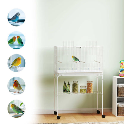 Pawhut Jaula Para Pájaros Con Divisor Ruedas Para Mascota Aves Loros Canarios_4