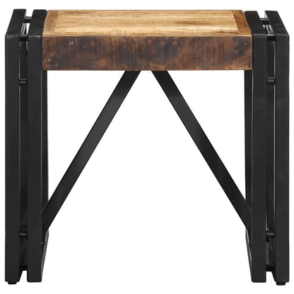Mesa De Centro 40x40x35 Cm Madera Maciza De Mango Rugoso_0