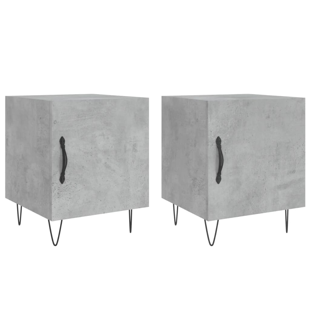 Mesitas Noche 2 Uds Madera Ingeniería Gris Hormigón 40x40x50 Cm_0