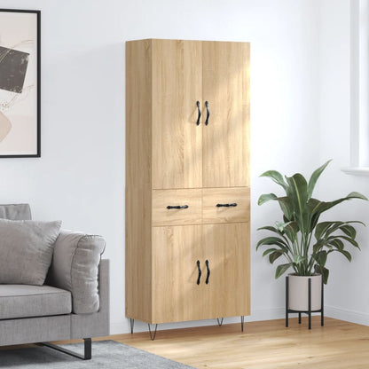 Aparador Alto Madera Contrachapada Color Roble 69,5x34x180 Cm_0