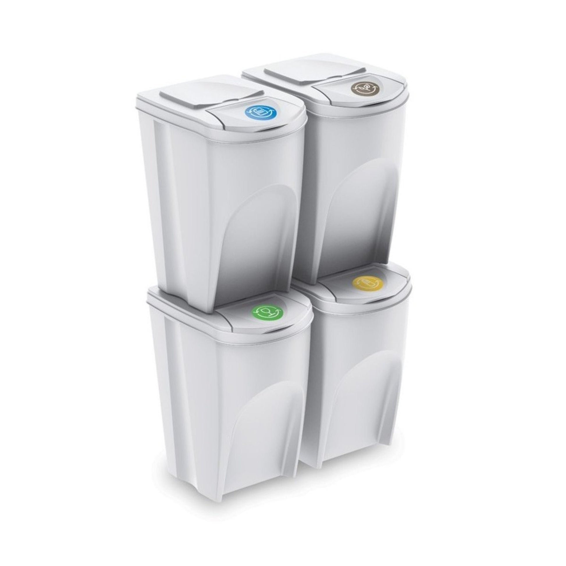 Set De 4 Cubos De Basura Keden Sortibox Papelera Reciclaje, Blanco Roto, Volumen 4x35l_0