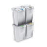 Set De 4 Cubos De Basura Keden Sortibox Papelera Reciclaje, Blanco Roto, Volumen 4x35l