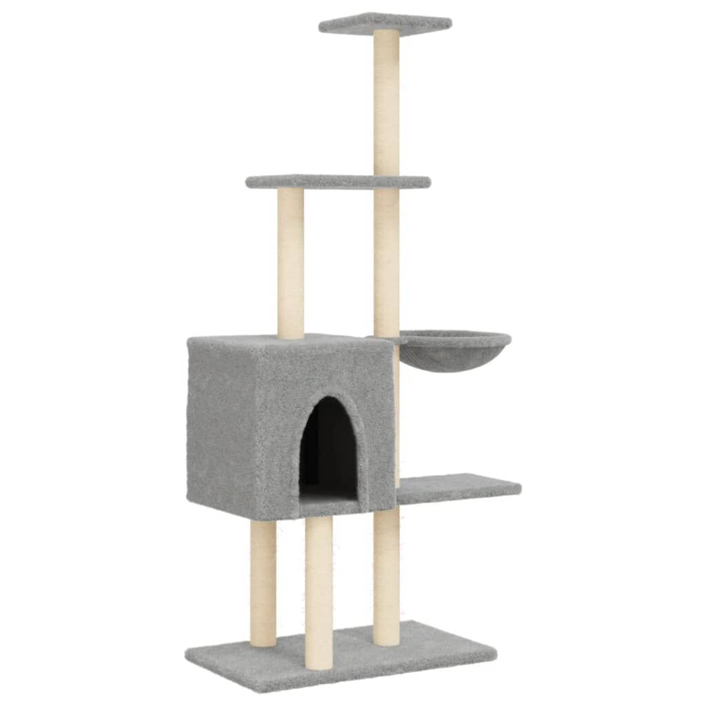 Vidaxl Rascador Para Gatos Con Postes De Sisal Gris Claro 145 Cm_0