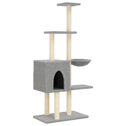 Vidaxl Rascador Para Gatos Con Postes De Sisal Gris Claro 145 Cm_0