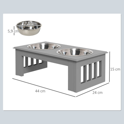 Pawhut Comedero Elevado Para Perros De Acero Inoxidable 44x24x15 Cm Gris_2