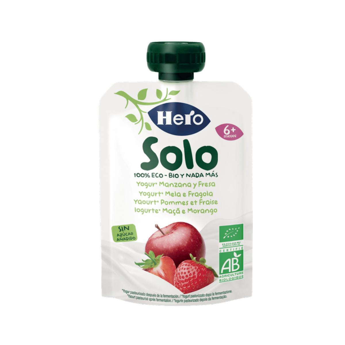 Pouch BIO de Yogur, Manzana y Fresa +6 meses 100gr. Hero Solo