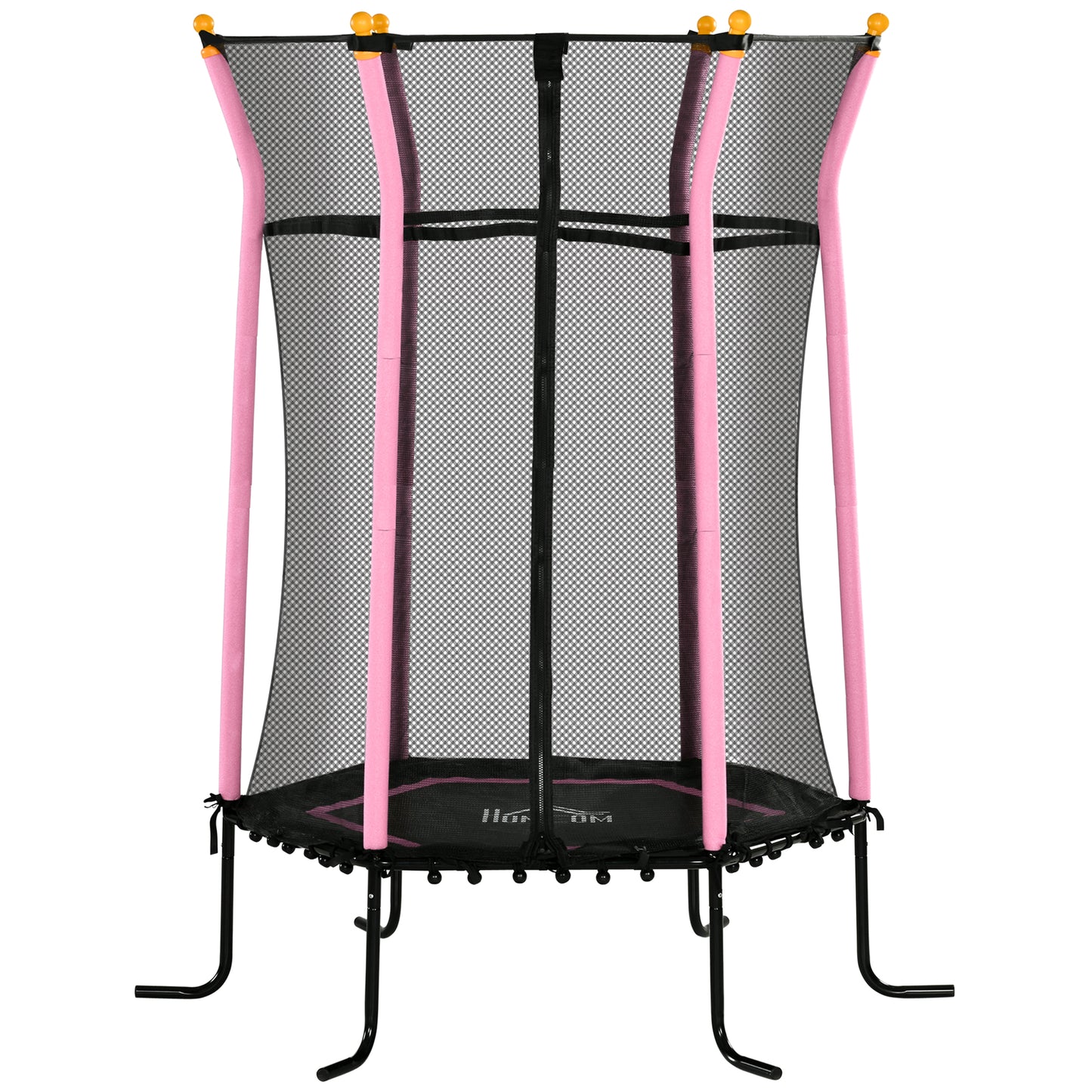 Homcom Cama Elástica Infantil De Jardín 122x111x190 Cm Carga 50 Kg Negro Y Rosa_0