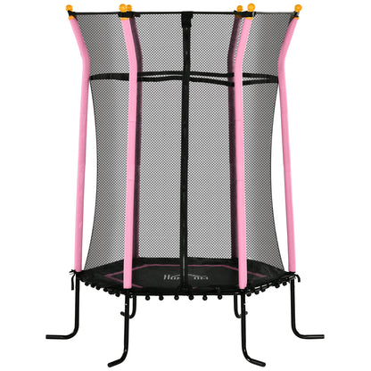 Homcom Cama Elástica Infantil De Jardín 122x111x190 Cm Carga 50 Kg Negro Y Rosa_0