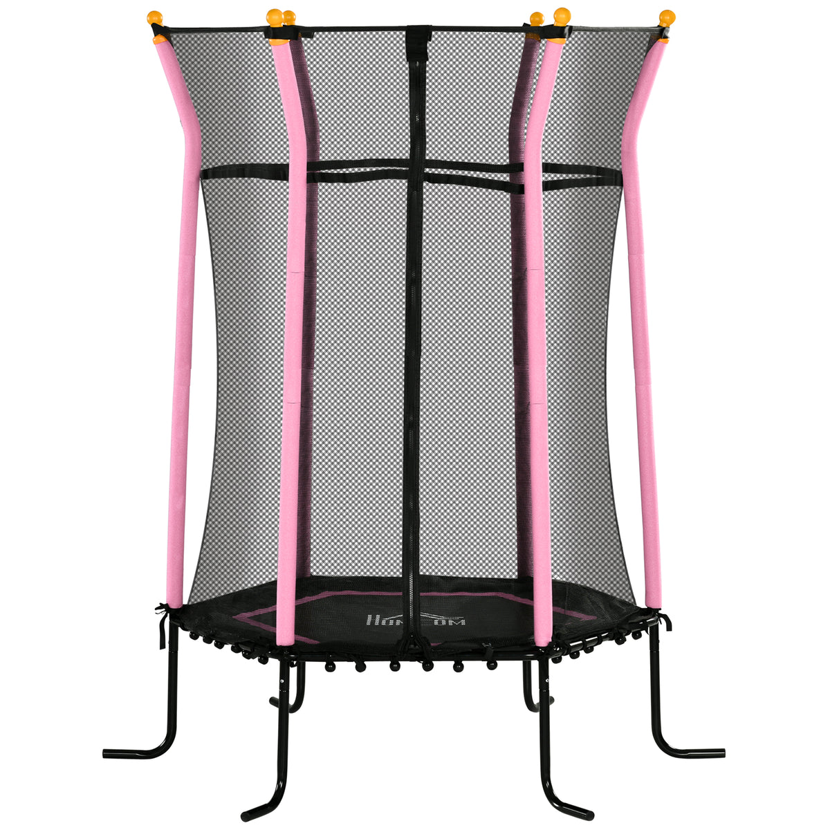 Homcom Cama Elástica Infantil De Jardín 122x111x190 Cm Carga 50 Kg Negro Y Rosa_0