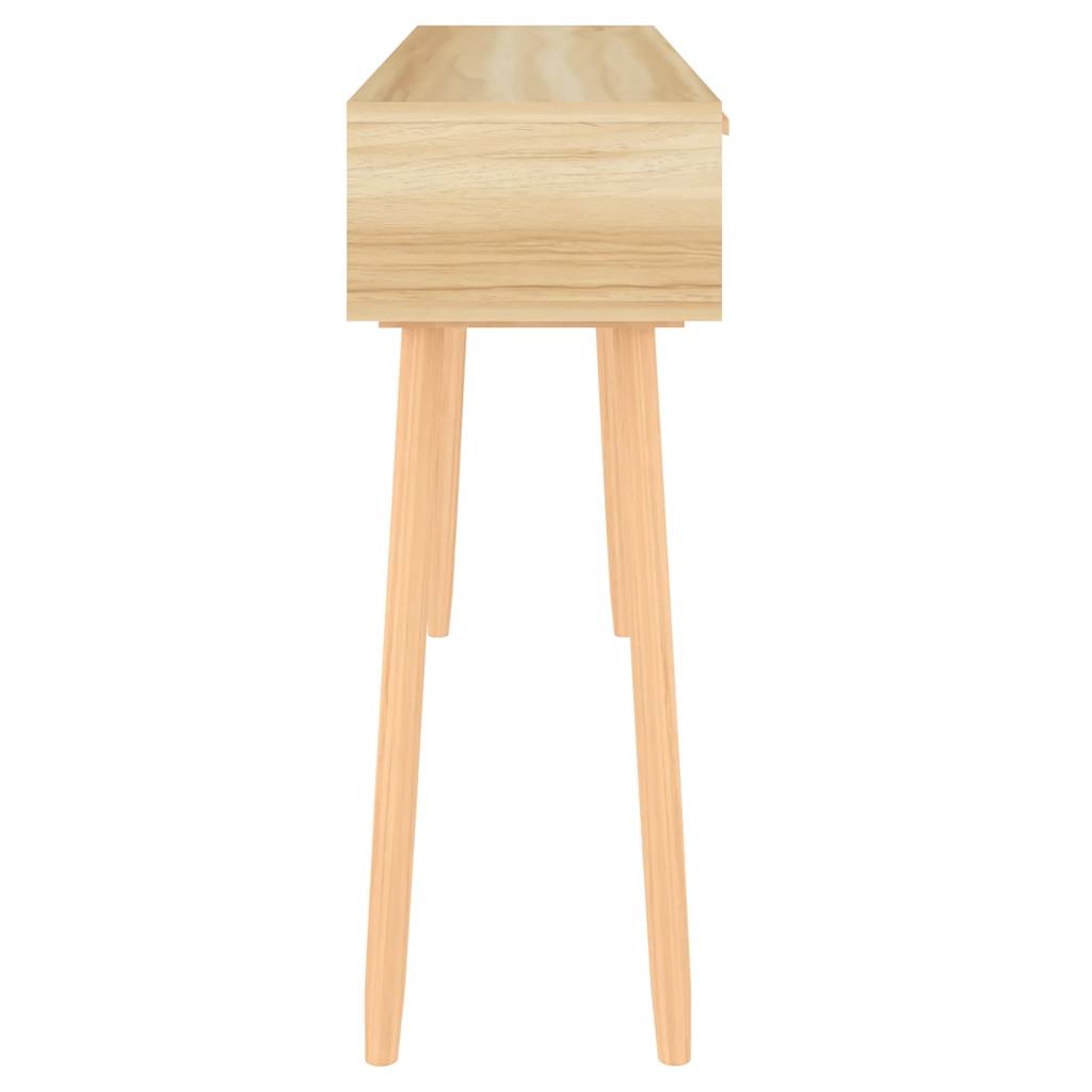 Mesa Consola Madera Pino Maciza Ratán Natural 105x30x75 Cm_4