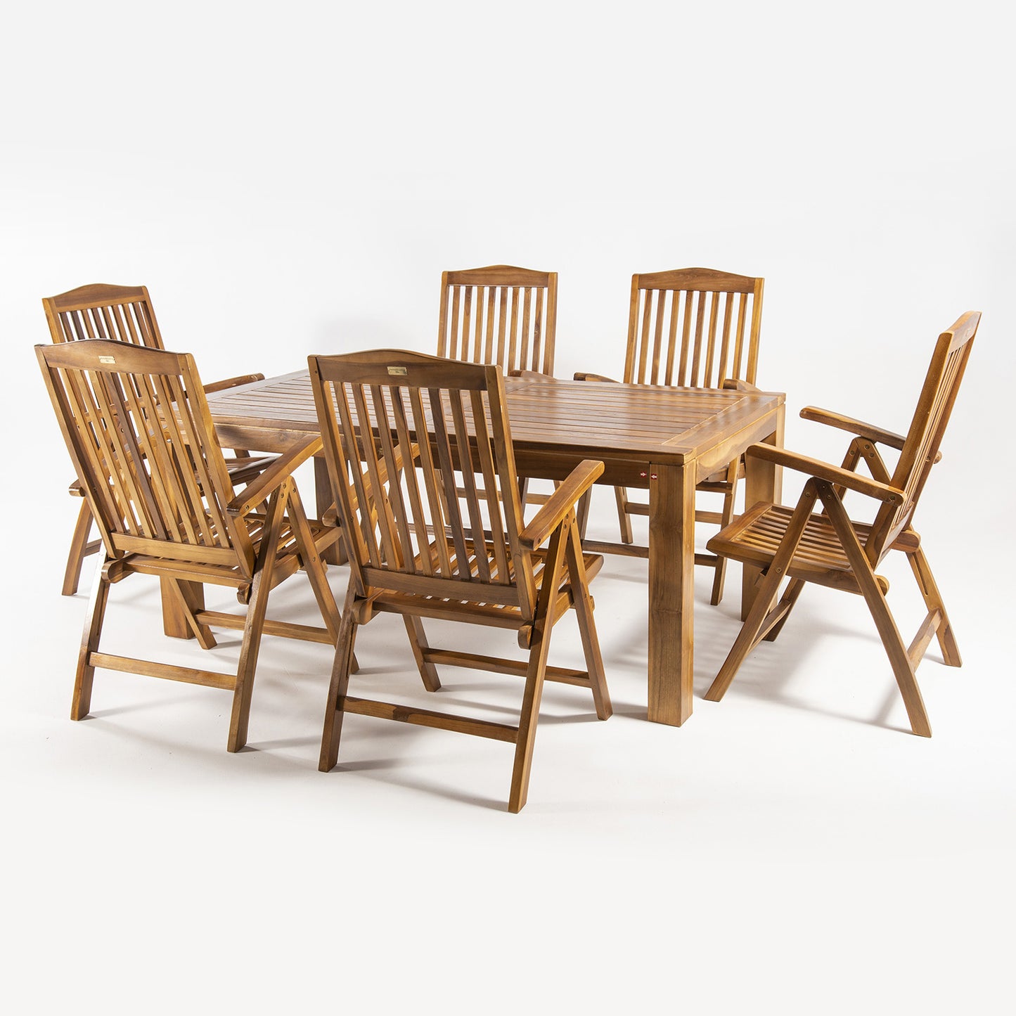 Conjunto Muebles De Madera Teca, Mesa De 180 Cm De Largo Y 6 Sillones Reclinables, Madera Teca Grado A, Tratamiento Al Agua Aplicado_2