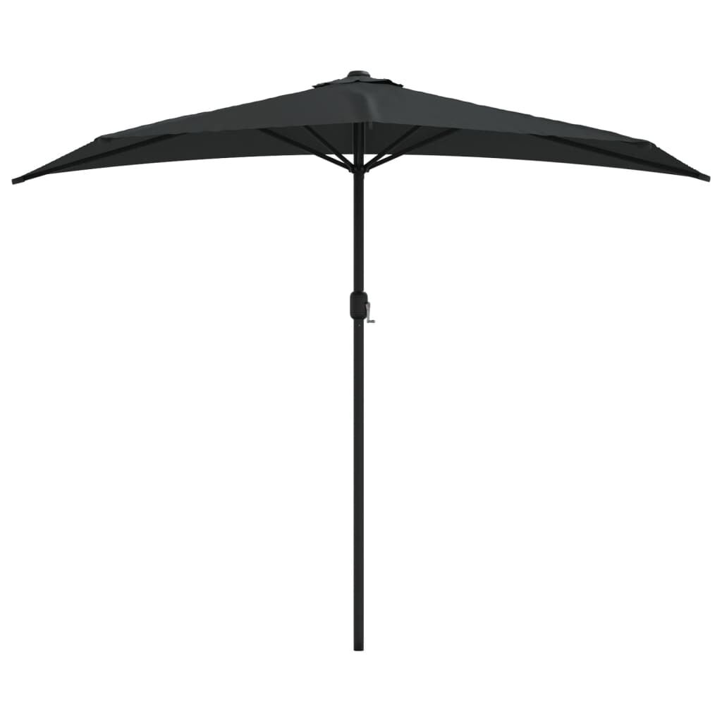 Vidaxl Sombrilla Balcón Semicircular Palo Aluminio Negro 270x144x222cm_0