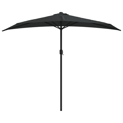 Vidaxl Sombrilla Balcón Semicircular Palo Aluminio Negro 270x144x222cm_0