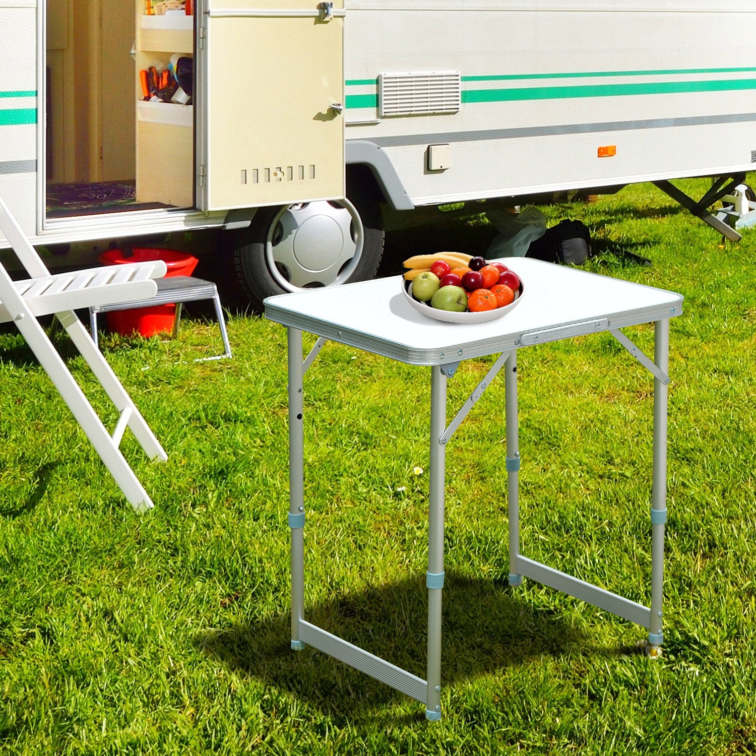 Outsunny Mesa Plegable Como Una Maleta Para Playa Camping 60x45x64cm Aluminio_1