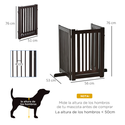 Pawhut Barrera Para Perros Plegable De Madera Con 1 Puerta 155x35,5x76 Cm Café_2