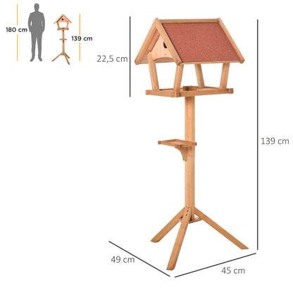 Pawhut Comedero Para Pájaros De Pie De Madera 49x45x139 Cm Con Techo Asfáltico_2
