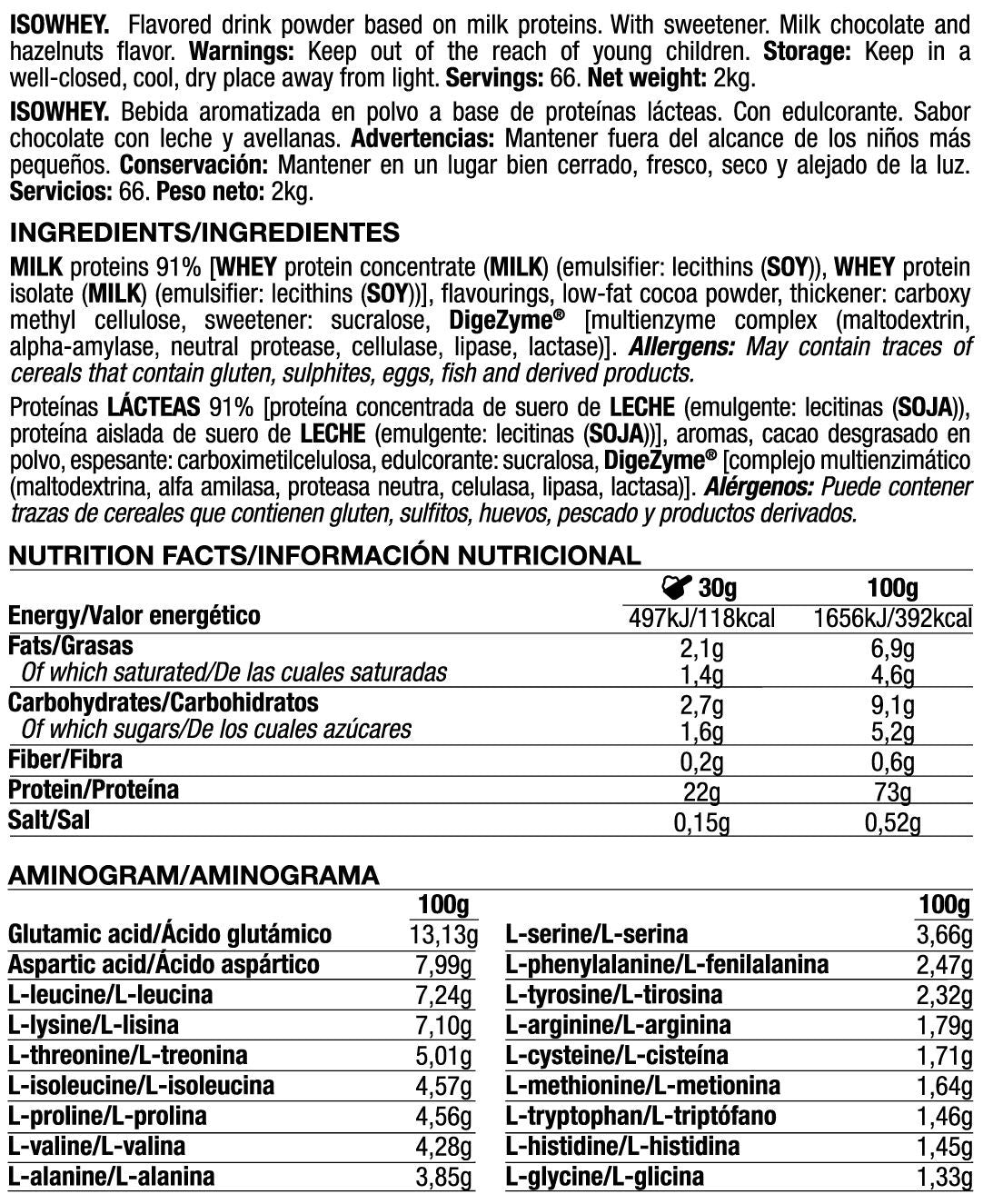 Isowhey - 2kg - Crema De Chocolate Y Avellanas - Proteína De Aislado De Suero Isolate - Quamtrax_5
