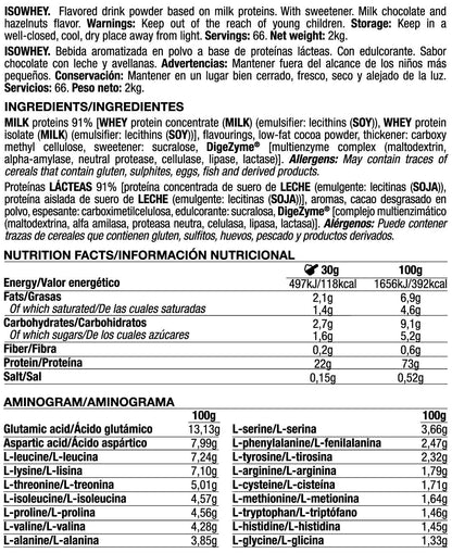 Isowhey - 2kg - Crema De Chocolate Y Avellanas - Proteína De Aislado De Suero Isolate - Quamtrax_5