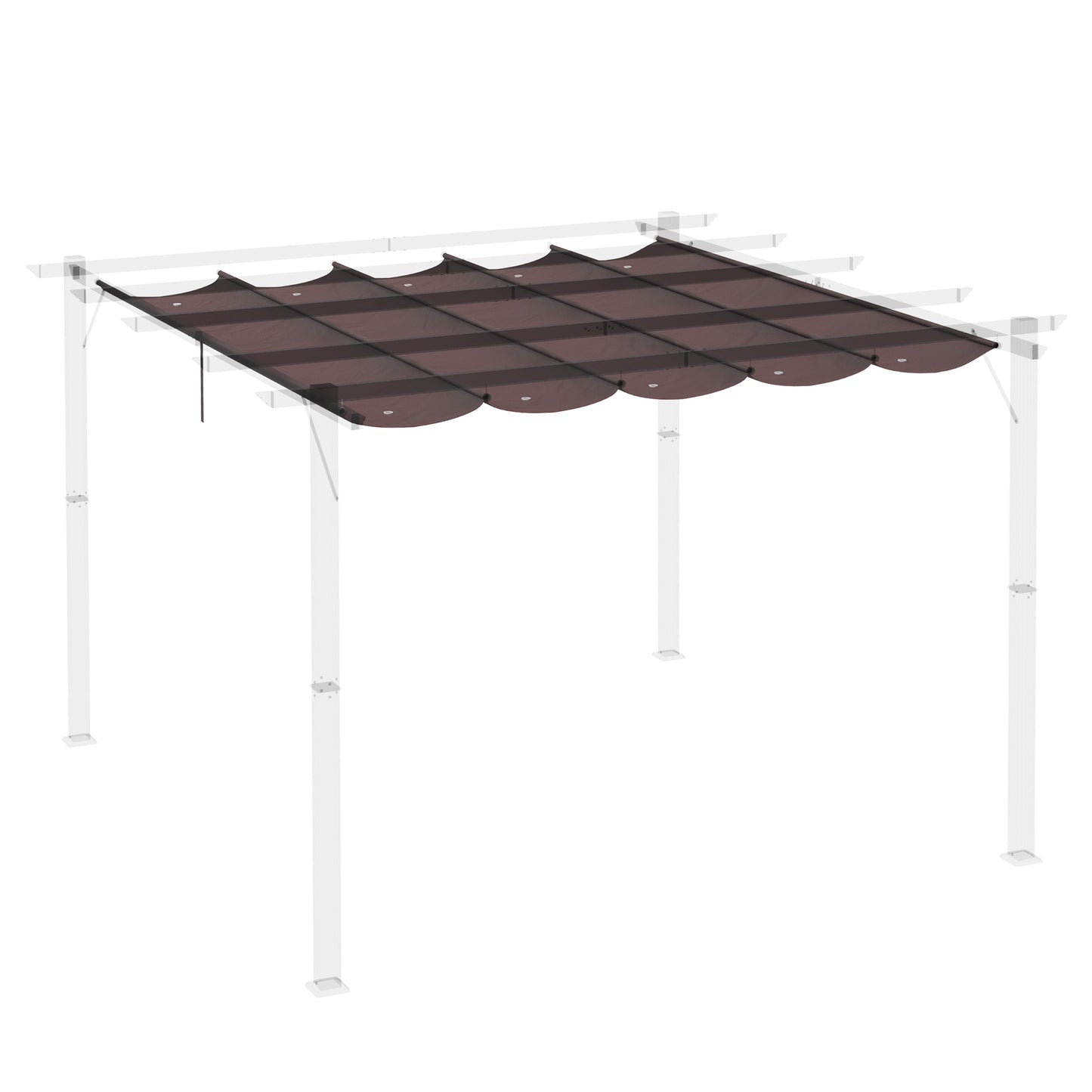 Outsunny Cubierta Para Pérgola Retráctil 2,5x2,55m Para Marco De 3x3 M Café_3