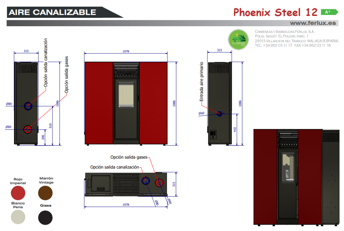 Bricosol Estufa De Pellets Phoenix Steel 12 Negro De Ferlux_2