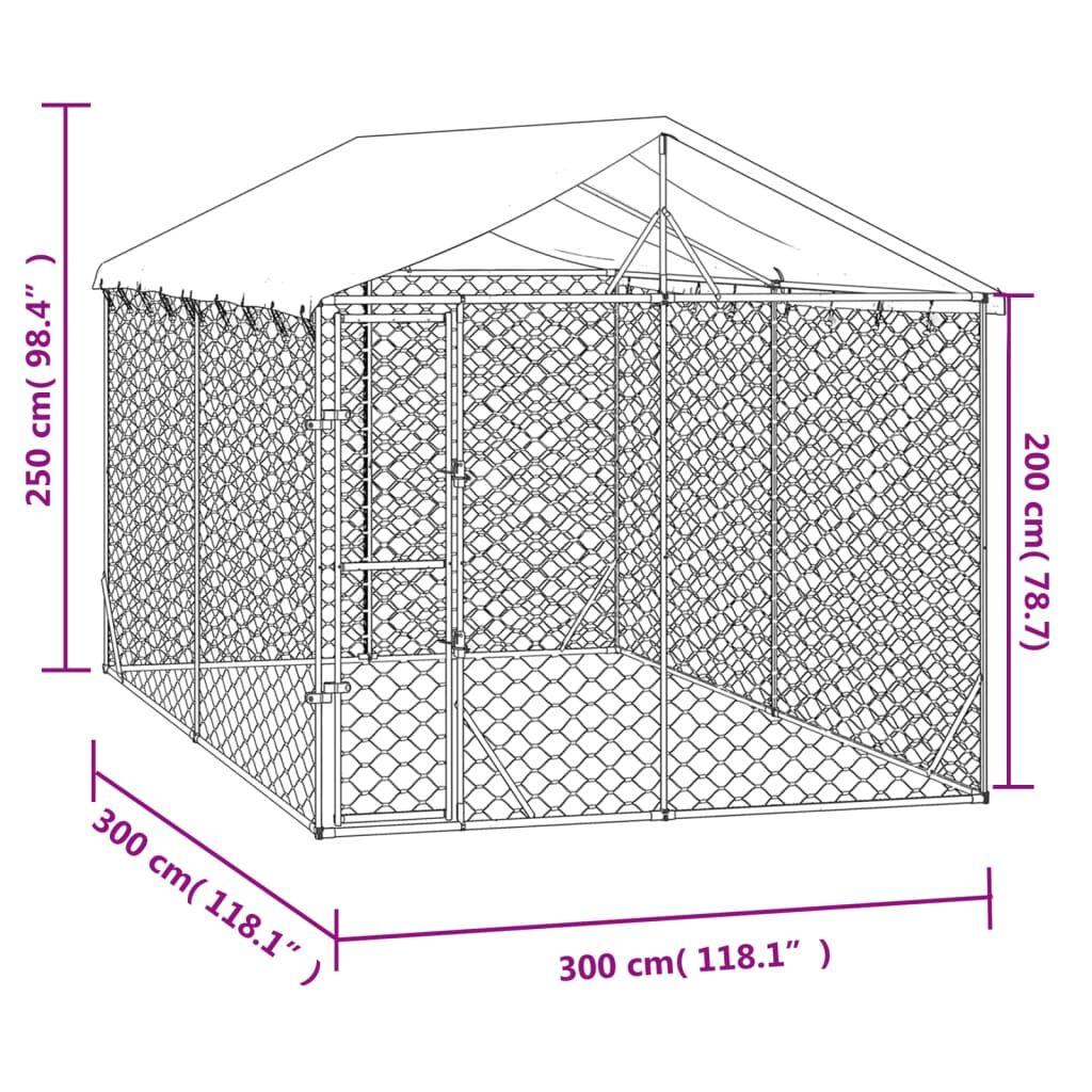 Vidaxl Perrera De Exterior Con Techo Acero Galvanizado Plata 3x3x2,5 M_2