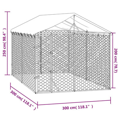 Vidaxl Perrera De Exterior Con Techo Acero Galvanizado Plata 3x3x2,5 M_2