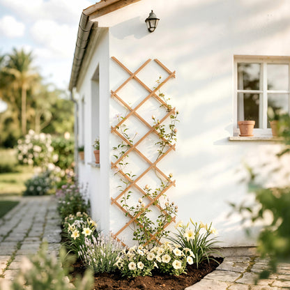 Outsunny Enrejado De Jardín De Madera Extensible 180x60 Cm Marrón Claro_4