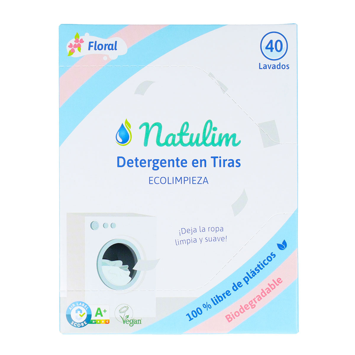 Eco Tiras de Lavar Floral, Natulim, 40 lavados