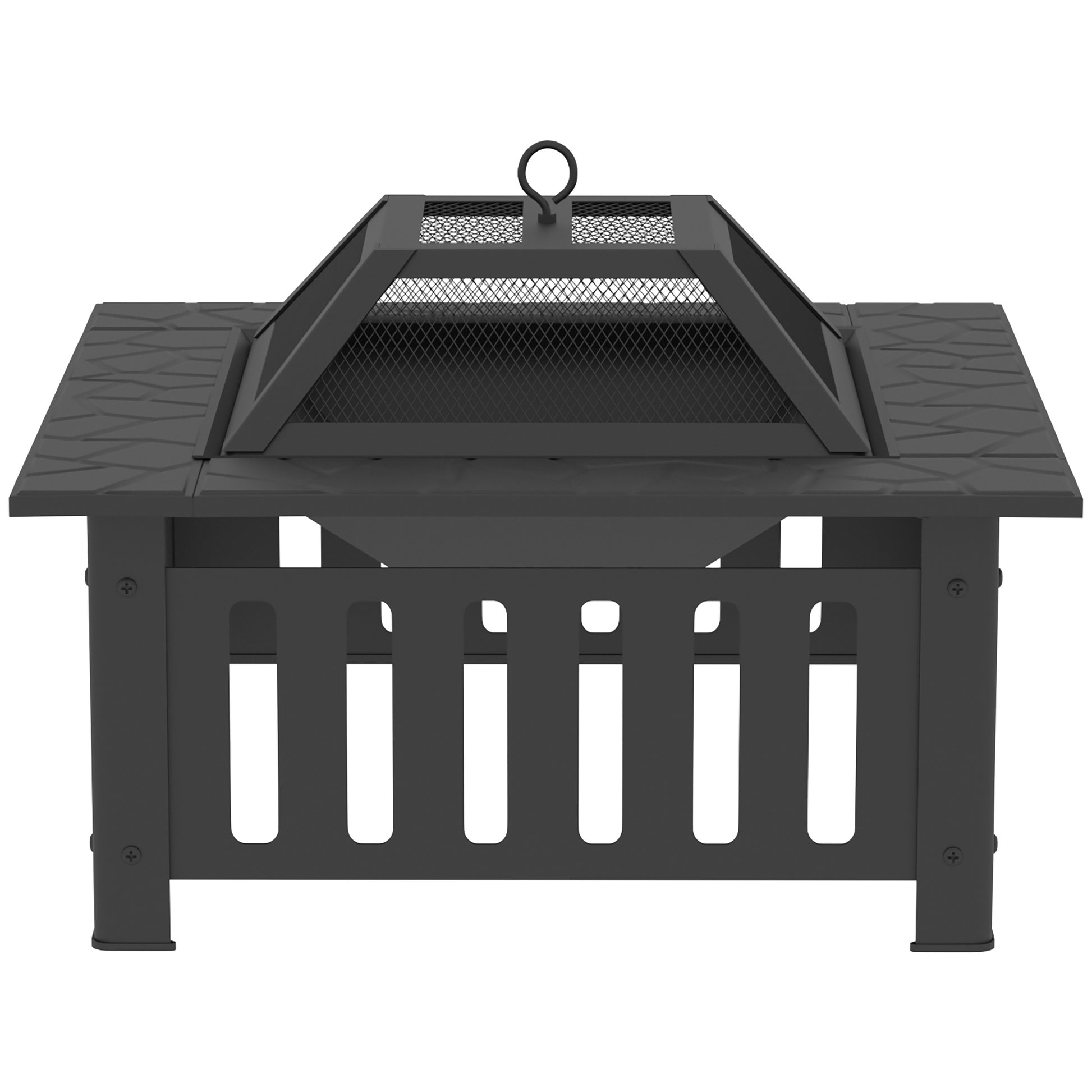 Outsunny Brasero Exterior De Acero Cuadrado Con Atizador 67x67x47 Cm Negro_3