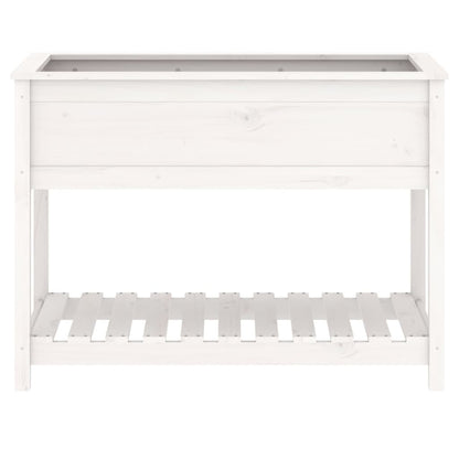 Jardinera Con Estante Madera Maciza Pino Blanca 111,5x54x81 Cm_4