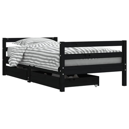 Vidaxl Estructura Cama Infantil Y Cajones Madera Pino Negro 80x160 Cm_0