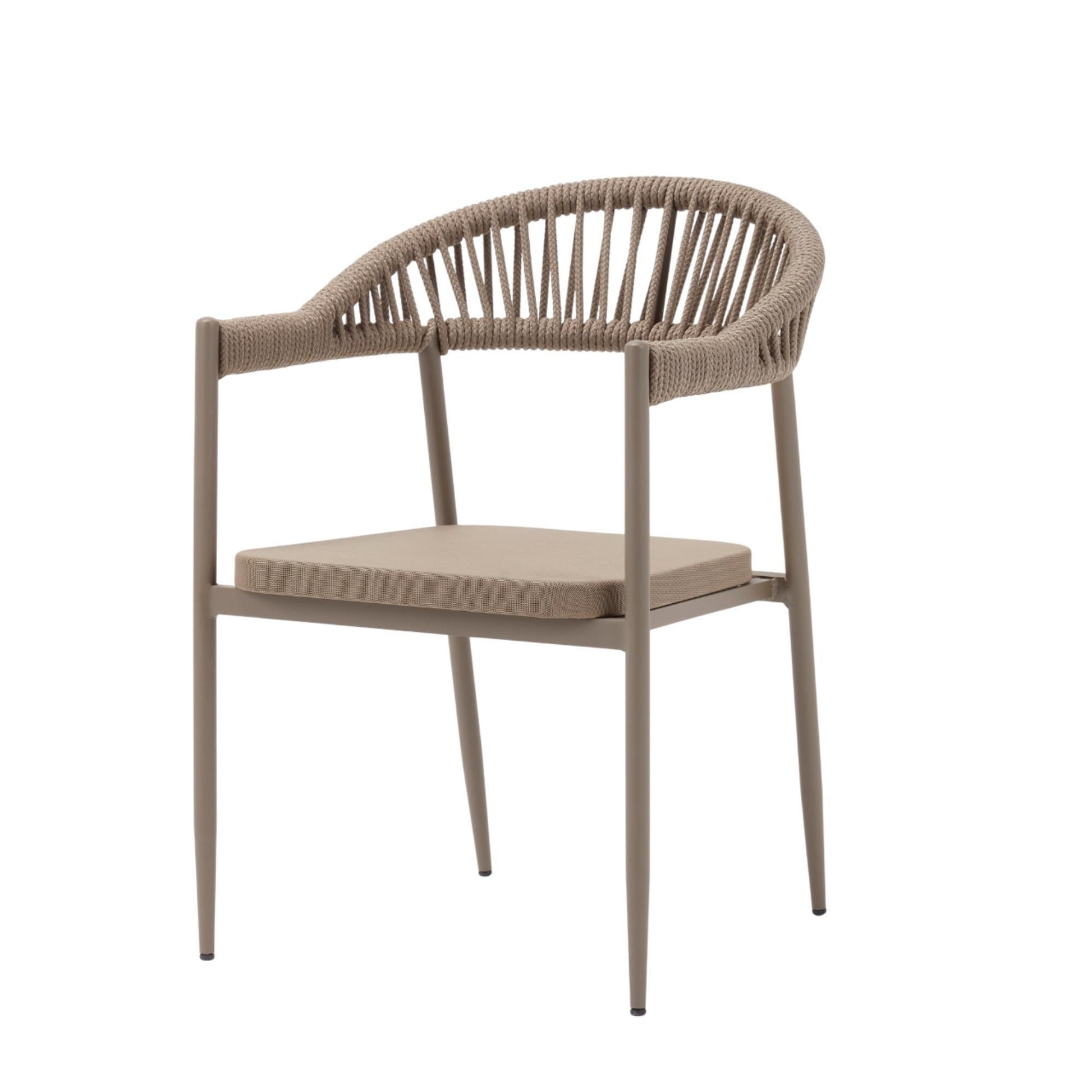 Silla De Exterior Adel Capuchino - Aluminio Inoxidable Con Cuerda Trenzada 60x80x105cm - Well Home_0