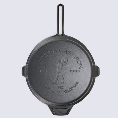 Victoria Sartén Hierro Fundido Curado Signature Classic Inducción 30cm, Apta Fuego, Barbacoa, Horno, Vitrocerámica._5