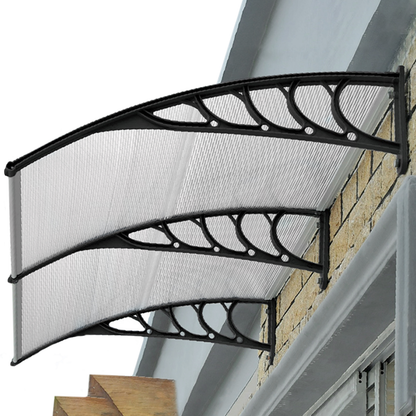 Tejadillo De Protección 120x90cm Marquesina Para Puertas Y Ventanas Negro_2