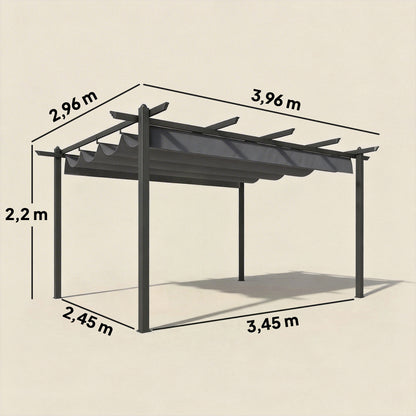 Outsunny Pérgola De Jardín 4x3 M Con Techo Retráctil Y Marco De Aluminio Gris_2