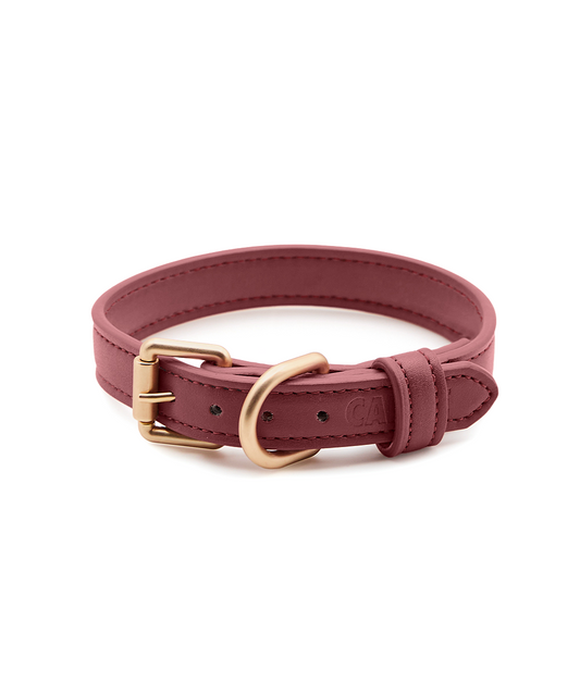 Cafide Collar De Cuero Vegano Burdeos. Modelo Jala. Talla Xxs (17-21 Cm)_0