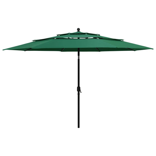 Vidaxl Sombrilla Jardín De 3 Niveles Con Palo De Aluminio Verde 3,5 M_0