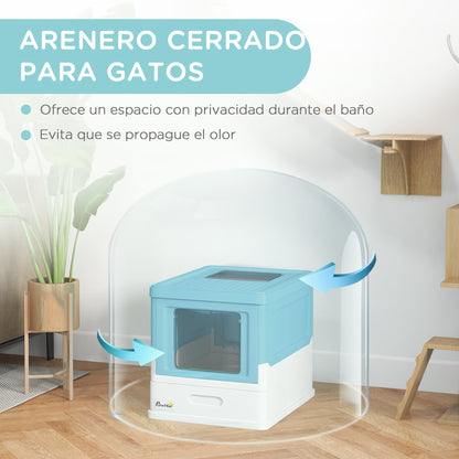 Pawhut Caja Arena Plegable Para Gatos Con Cubierta Desmontable 47,5x35,5x36,7 Cm_5
