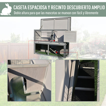 Pawhut Conejera De Madera Exterior Para Conejos Con Rampa 2 Puertas Y Bandeja_5