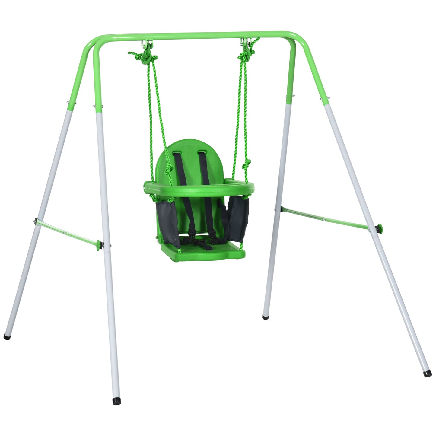 Outsunny Columpio Infantil De Acero Para Niños De 6-36 Meses 122x146x122cm Verde_0