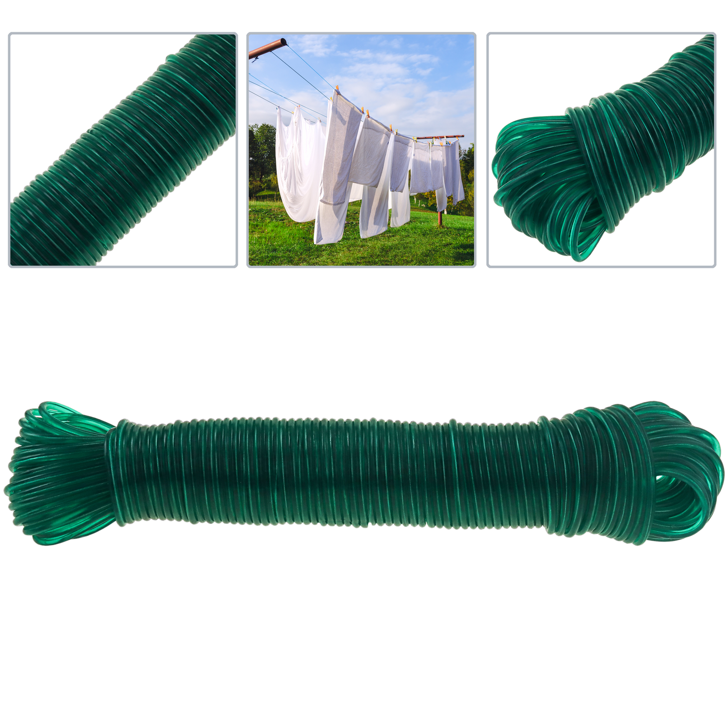 Cuerda De Tendedero De Pvc Con Núcleo De Alambre 20 M X 3 Mm Verde_1