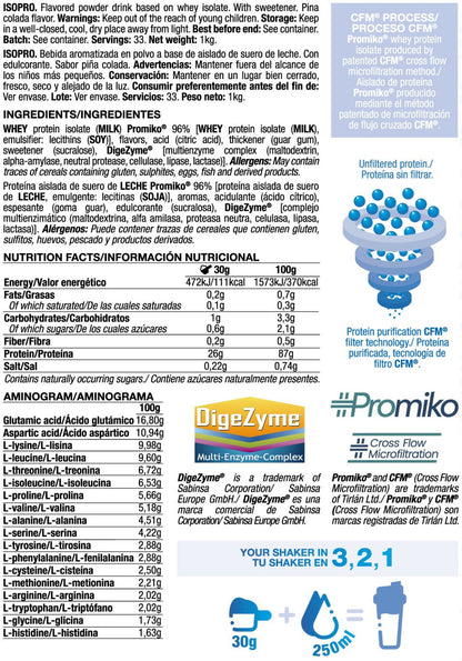 Isopro Cfm - 1kg - Piña Colada - Proteína De Aislado De Suero Isolate - Quamtrax_5