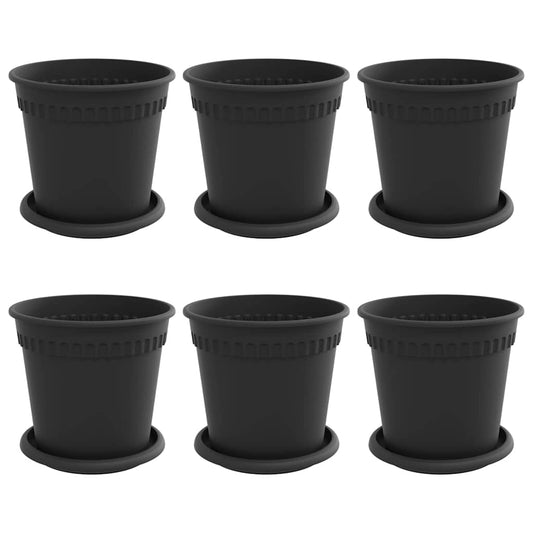 Macetas 6 Pcs Negro Ø 17 X 14 Cm Plástico_0