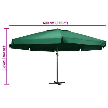 Vidaxl Sombrilla De Jardín Con Palo De Aluminio Verde 600 Cm_2