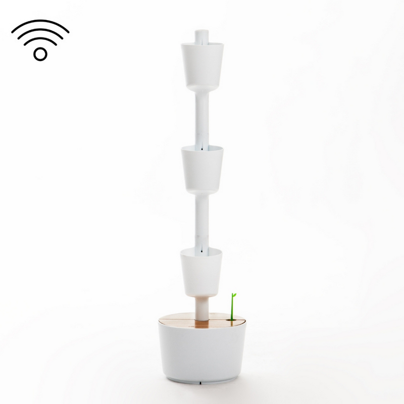 Macetero Vertical Citysens Con Riego Inteligente De 3 Macetas Blanco, Con 3 Plantas De Regalo_5